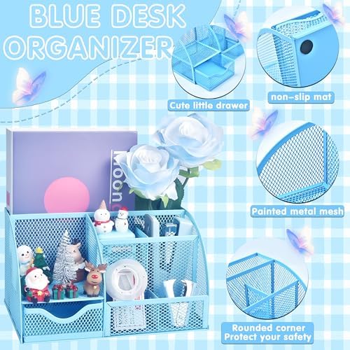 LXEVIHK Blue Desk Accessories 23-Piece Office Supplies Gift Set for Women