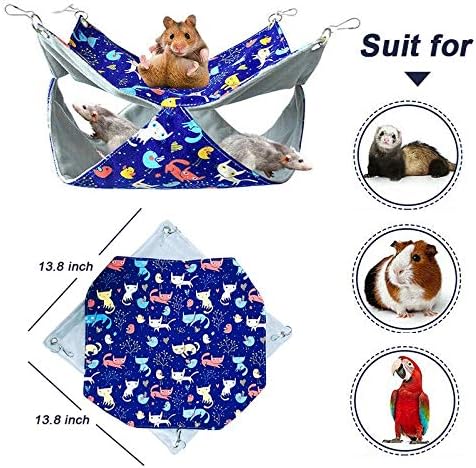 Ferret Rat Hammock Bed Nation Cage Accessories Kit Set Staff House and Hideouts Cave for Guinea Pig Ferret 13.8inch