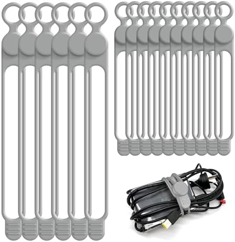 Silicone Cable Ties, Cord Organizer Cable Management,2Sizes-Grey