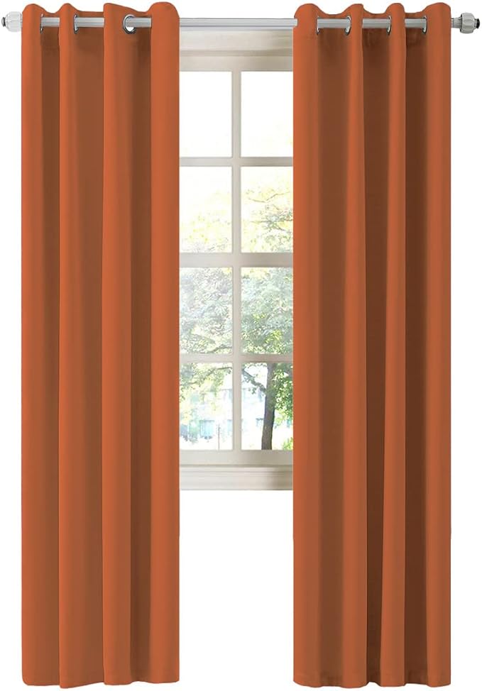 LA PALMA Thermal Insulated Blackout Darkening Grommet Living Room Curtains Window Drapes for Bedroom Pack of 2 Panels
