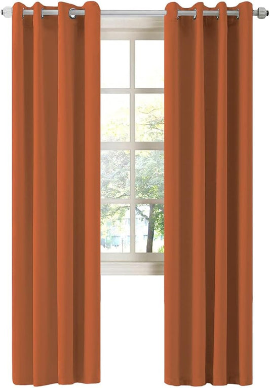 LA PALMA Thermal Insulated Blackout Darkening Grommet Living Room Curtains Window Drapes for Bedroom Pack of 2 Panels