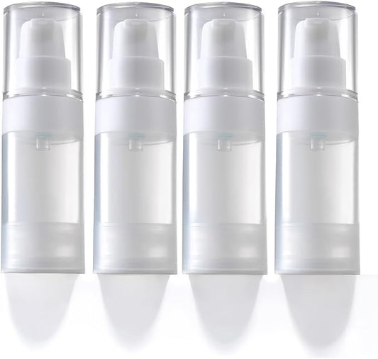 Airless Pump Bottles mini Travel Size Toiletry containers refillable Cosmetic containers Lotion Bottle with Pump TSA Approved(0.7oz/20ml 4 Pack)