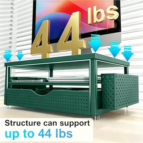 gianotter Desk Organizers and Accessories, Monitor Stand with Drawer and 2 Pen Holder, Desktop Organizer Suitable for Offices and Dormitories (Green)
