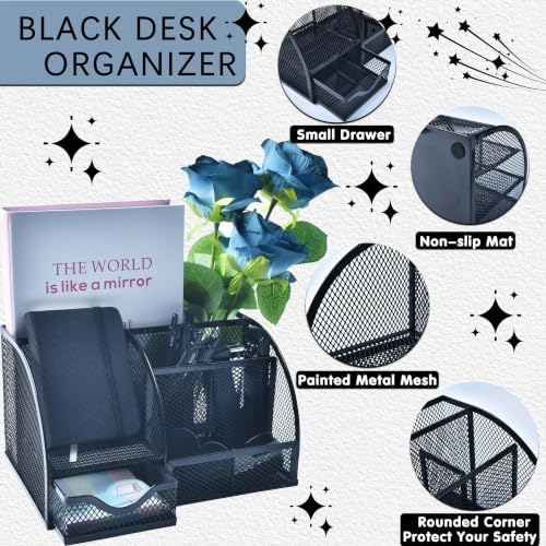 LXEVIHK Black Desk Accessories 23-Piece Office Supplies Gift Set