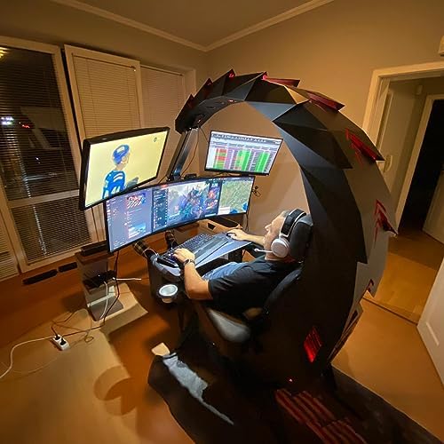 Gaming Chair Ergonomic Swivel with RGB LED for Racing, E-Sports, and Home Office Comfort (B)