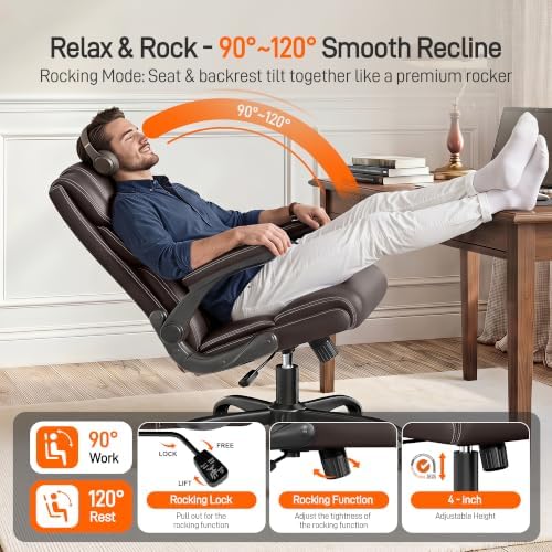 Office Chair, Executive Mid-Back Computer Desk Chair with Flip-up Armrests