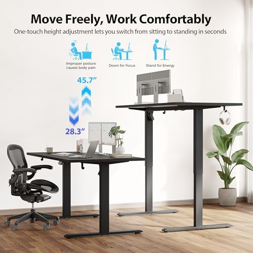 Agilestic 63 * 28 Inch Height Adjustable Electric Standing Desk, Black