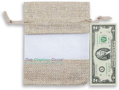 TheDisplayGuys For Your Modern Living 12-Pack Large Linen Burlap & Organza Gift Bags w. Drawstrings (6.5x8.5 in, Beige) - Party Favors, Presents, Samples & Treats Mesh Pouch by The Display Guys