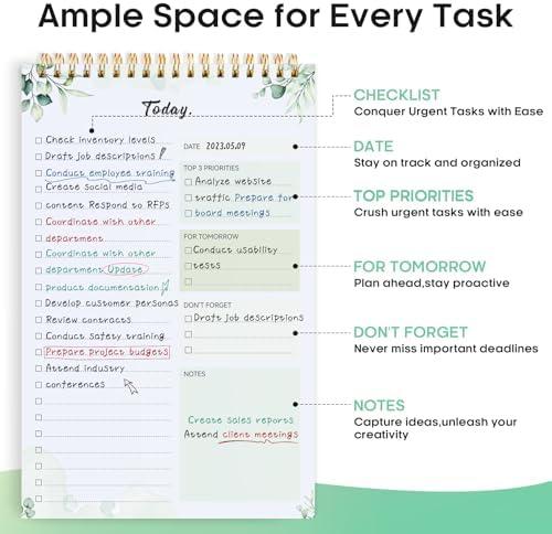 Taja To Do List Notepad, Undated Daily Planner for Work and Goal Setting