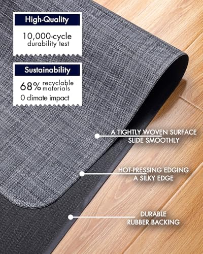 Baroyal Office Chair Mat for Hardwood Floor Under Desk Computer Rolling Chair Mat for Wood/Tile Floor Non-Slip Heavy Duty Desk Rug PVC Plastic Hard Floor Protector 36" x 48" (Cool Grey)