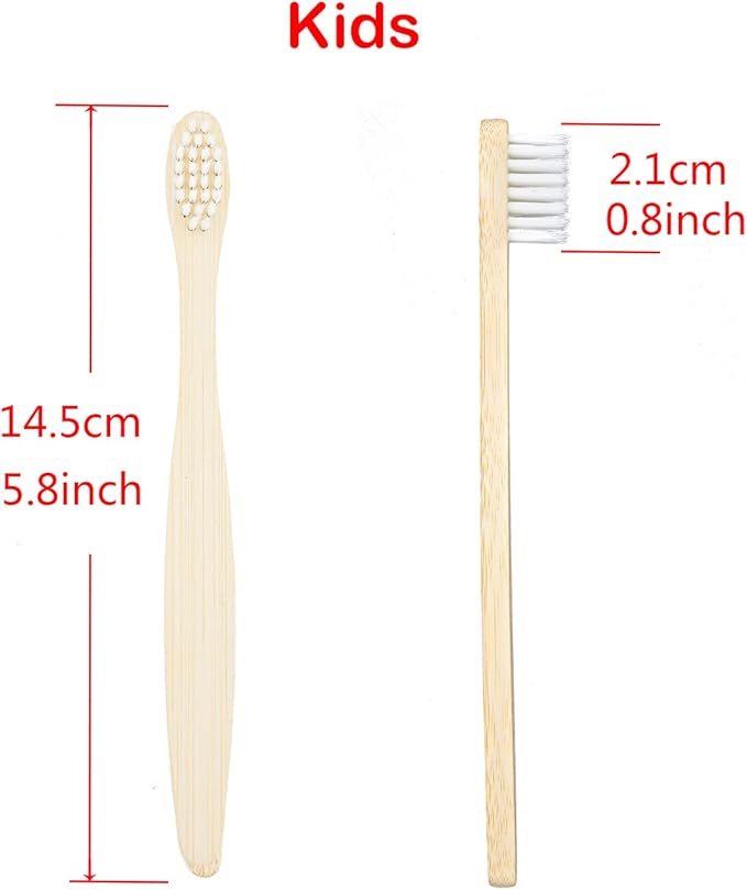 SEVENHEAD Bamboo Toothbrushes for Adults & Kids - Family Set 6+4 PCS, Soft Bristles, Natural Biodegradable BPA Free Eco-Friendly Wooden Toothbrush, White