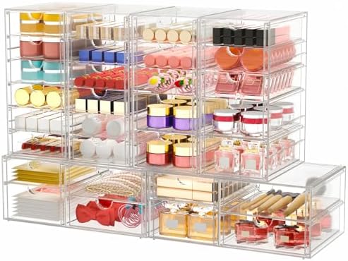 caktraie 6-Pack 30-Drawer Acrylic Storage & Makeup Organizer for Desk