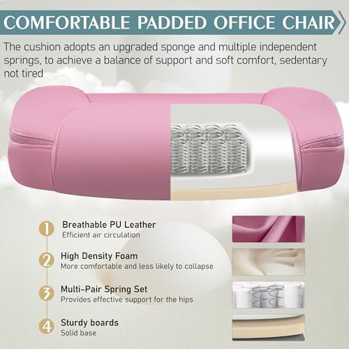 Leather Office Chair, PU Home Computer Desk Chairs with Ergonomic Back Support, 360°Swivel Free，Small Gaming Chair with Wheels and Adjustable Armrests, for Short People Use