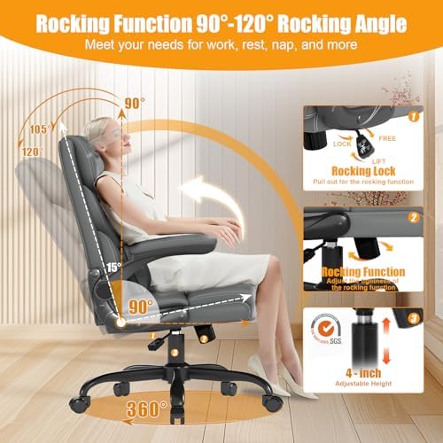 Executive Office Chair with Flip-up Armrests,Ergonomic Computer Desk Chairs