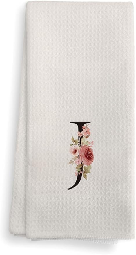 Kitchen Towel, Personalized Gifts Mode Monogram Letter J Kitchen Towel for Kitchen Dinning Bathroom, Christmas Birthday Gifts for Women, Kitchen Towels and Dishcloths Sets 16×24 Inches