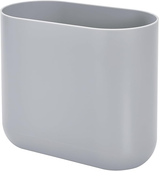 iDesign Cade Oval Slim Trash, Compact Basket Garbage Bathroom, Bedroom, Home Office, Dorm, College, Waste Can, Gray