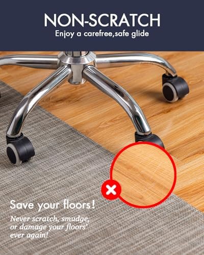 Baroyal Office Chair Mat for Hardwood Floor Under Desk Computer Rolling Chair Mat for Wood/Tile Floor Non-Slip Heavy Duty Desk Rug PVC Plastic Hard Floor Protector 45"x 53" (Soapstone)