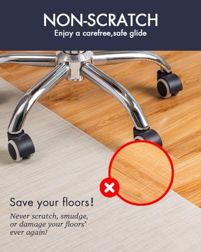 BARoyal Office Chair Mat for Hardwood Floor Under Desk Computer Rolling Chair Mat for Wood/Tile Floor Non-Slip Heavy Duty Desk Rug PVC Plastic Hard Floor Protector 46"x 60" (Parchment)