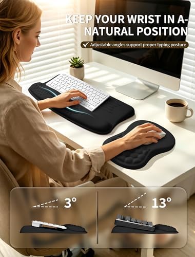 Ergonomic Keyboard Stand, Wrist Rest & Mouse Pad, Memory Foam Wrist Support