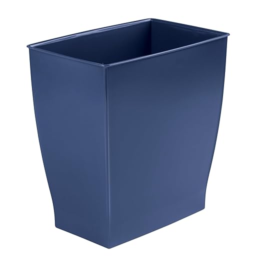 iDesign Small Plastic Bathroom Trash Can, Slim Rectangle Garbage Bin for Bedroom, Office, Dorm, 4-Pack, Navy Blue