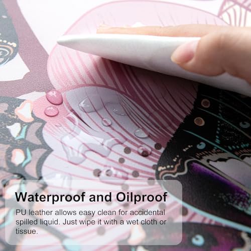 QiyI PU Leather Large Mouse Pad, Office Decor, 31.5" x 15.7", Butterflies