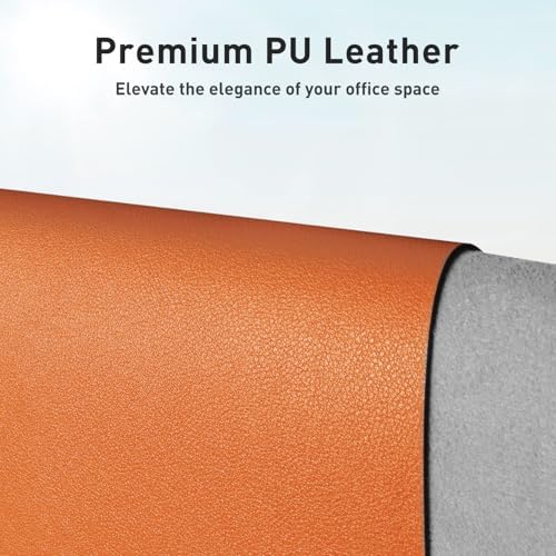 Aothia Leather Desk Pad Protector, Mouse Pad, Office Desk Mat, Non-Slip PU Leather Desk Blotter, Laptop Desk Pad, Waterproof Desk Writing Pad for Office and Home (31.5" x 15.7",Hermes Orange)