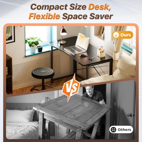 Huuger Folding Desk for Small Spaces, 39.4 Inch Foldable Computer Table