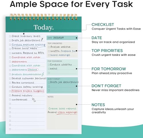 Taja To Do List Notepad, Undated Daily Planner for Work and Goal Setting