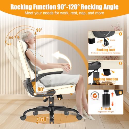 Executive Office Chair with Flip-up Armrests,Ergonomic Computer Desk Chairs