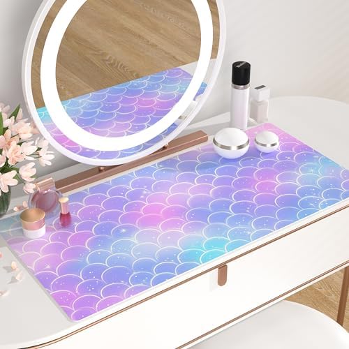 QiyI PU Leather Large Mouse Pad, Office Decor, 31.5" x 15.7", Mermaid Scale