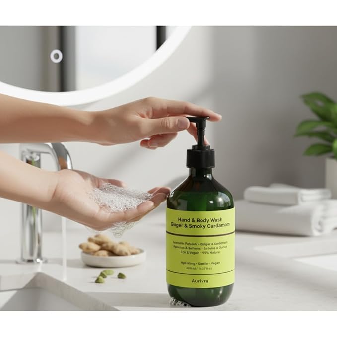Hydrating Ginger & Smoky Cardamom Hand and Body Wash, 98% Natural, Vegan, Gentle Moisturizing Cleanser for All Skin Types, Paraben & Gluten-Free, Eco-Certified (3)