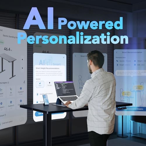 HUANUO AI-Powered Smart Electric Standing Desk, 32 Inch, Black