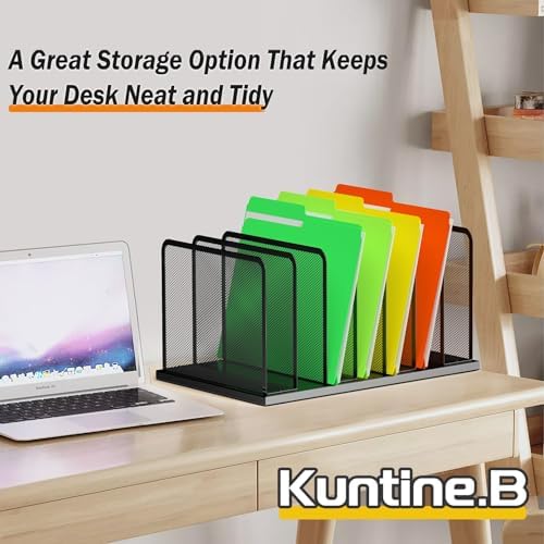 Kuntine.B 7-Section Upright Desk File Organizer Black 2 Pack