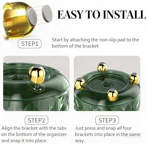 GOTOBA Dark Green Pen Pencil Holder for Desk, 360° Rotating Pen Organizer, Green Office Supplies, Cute Pen Holder, 6-Compartment Pencil Holder Rotating