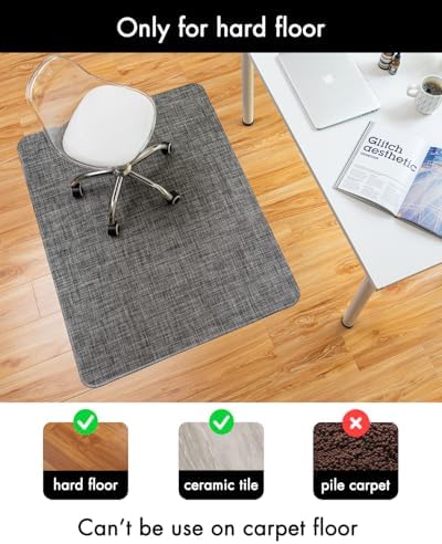 BARoyal Office Chair Mat for Hardwood Floor Under Desk Computer Rolling Chair Mat for Wood/Tile Floor Non-Slip Heavy Duty Desk Rug PVC Plastic Hard Floor Protector 30" x 48"(Gravel)