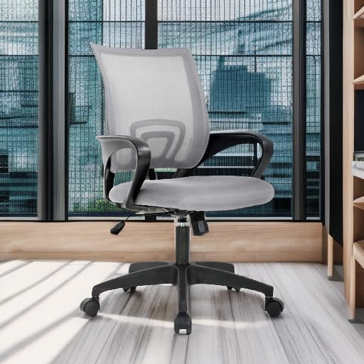 BestOffice Ergonomic Office Chair | Mid-Back Swivel Desk Chair | Grey