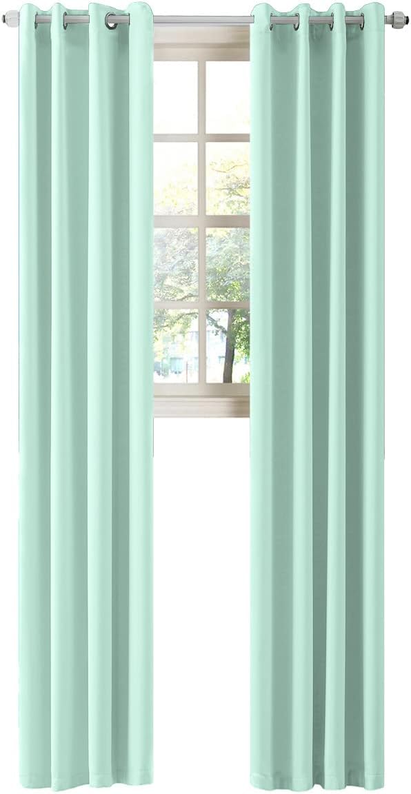 LA PALMA Thermal Insulated Blackout Darkening Grommet Living Room Curtains Window Drapes for Bedroom Pack of 2 Panels