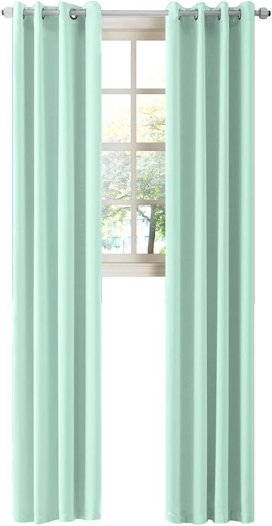 LA PALMA Thermal Insulated Blackout Darkening Grommet Living Room Curtains Window Drapes for Bedroom Pack of 2 Panels
