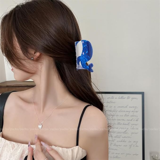 1pc Blue Dolphin Hair Claw Clips Ocean Animal Hair Clips with Cute Design Hair Claw for Thick Hair Thin Hair for Women Large Acrylic Summer Kawaii Hair Accessories Clamps Holiday Party