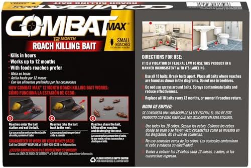 Combat Max 12 Month Roach Killing Bait, Small Roaches, Kill Nest, 18 Count