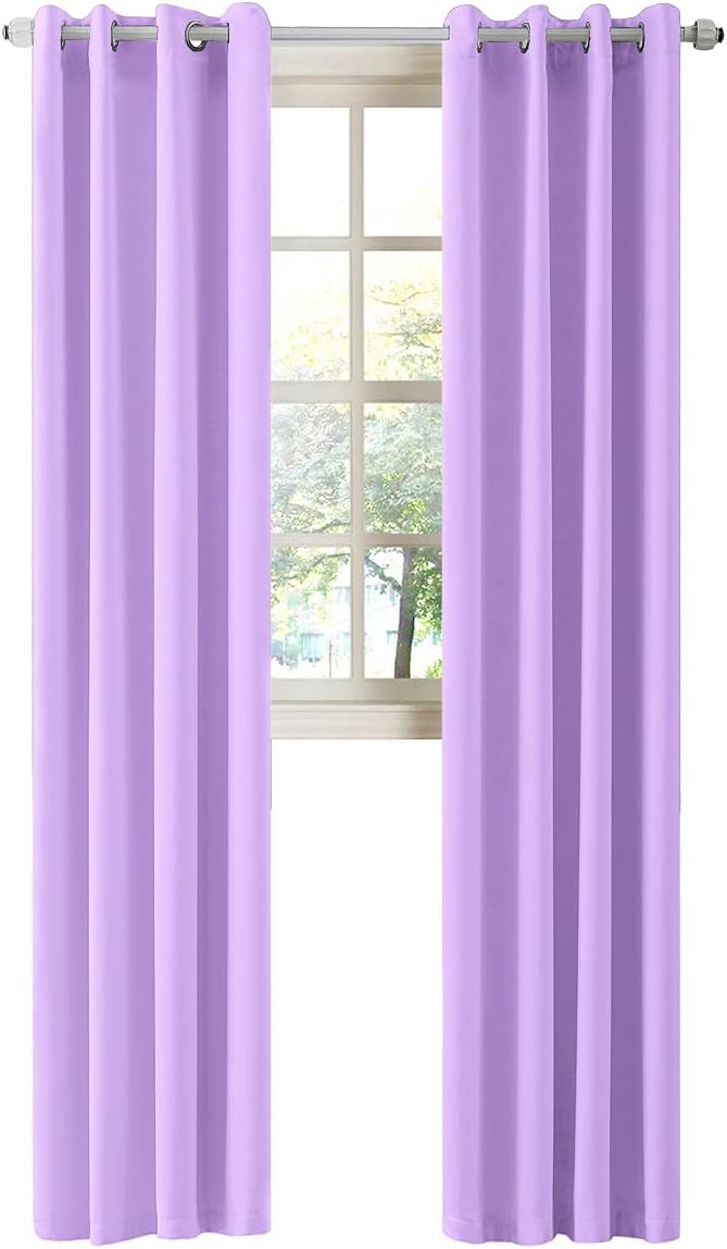 LA PALMA Thermal Insulated Blackout Darkening Grommet Living Room Curtains Window Drapes for Bedroom Pack of 2 Panels