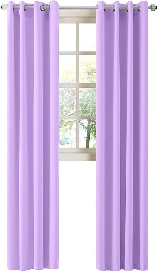 LA PALMA Thermal Insulated Blackout Darkening Grommet Living Room Curtains Window Drapes for Bedroom Pack of 2 Panels