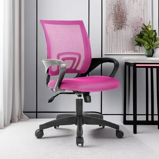BestOffice Ergonomic Office Chair | Mid-Back Swivel Desk Chair | Pink