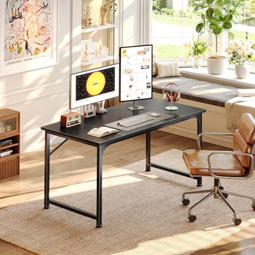 PRAISUN 40 Inch Computer Desk, Office Desk, Spacious Desktop, Black
