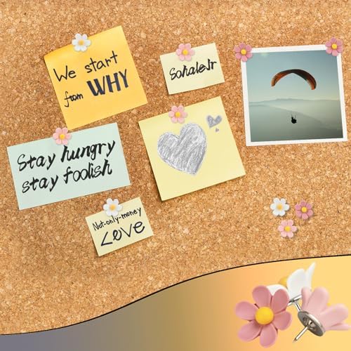 30 Pcs Flowers Push Pins Decorative Thumb Tacks in 3 Colors Cute Office Decor for Women Cork Board Bulletin Board, Photos Wall Maps and Other Offices Schools Supplies Christmas Decoration