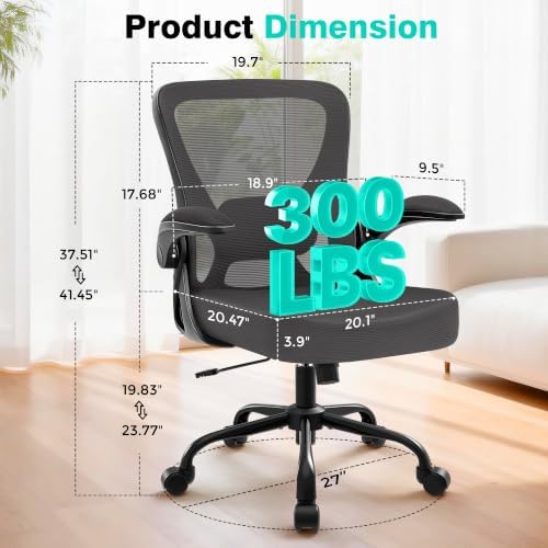 AreShark Office Chair - Ergonomic Breathable Mesh Desk Chair with Adjustable Lumbar Support and Flip-up Armrests - Executive High Back Rolling Swivel Comfortable Computer Gaming Chair for Home Office