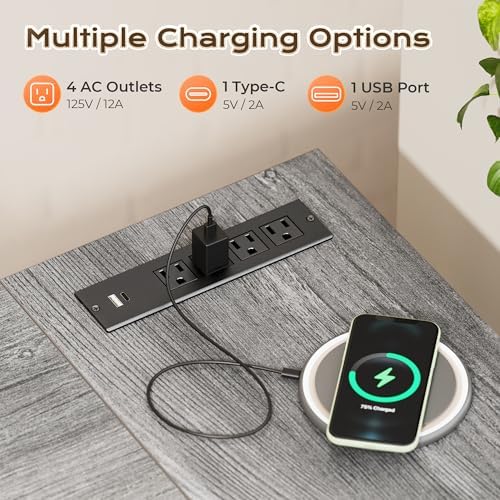 Huuger 63 Inch L Shaped Desk with Power Outlets & 0.95 Inch Thicker Desktop