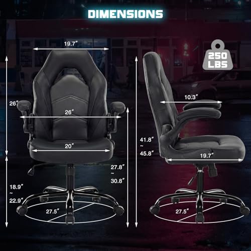 Sweetcrispy Computer Gaming Chair, Home Office Desk Chair, PU Leather