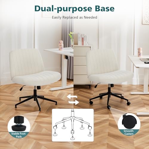 OLIXIS Criss Cross Chair with Wheels, Vanity Chair, Home Office Desk