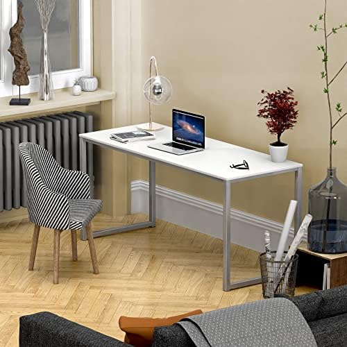 SHW Mission 55-Inch Home Office Computer Desk, White